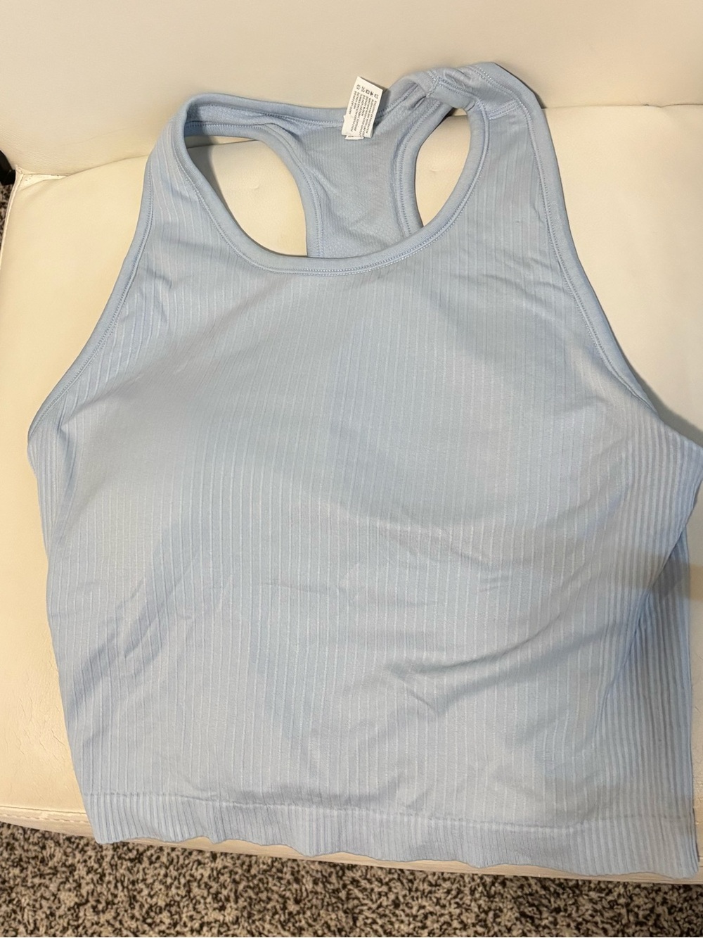 Light Blue Ribbed Racerback Crop Tank